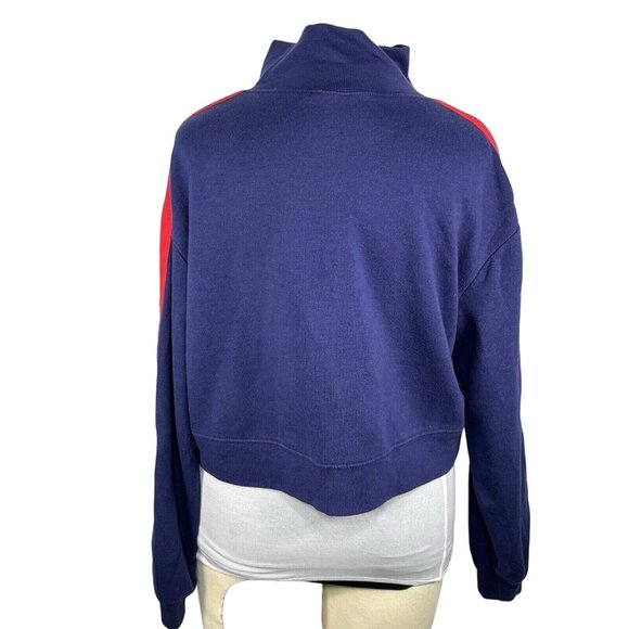 H&M Divided Womens Blue & Red Striped Quarter-Zip Sweatshirt S - Picture 3 of 5